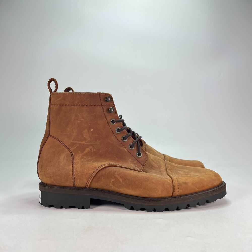 Patina Tan Brown Leather Cap Toe Lace Up Rugged Service Ankle Boots Mens Size 13